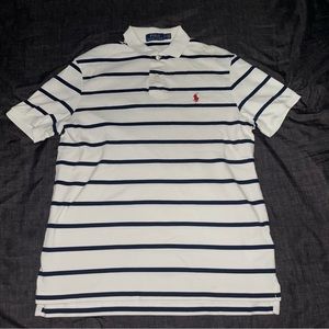 Polo by Ralph Lauren navy and white striped polo shirt size small